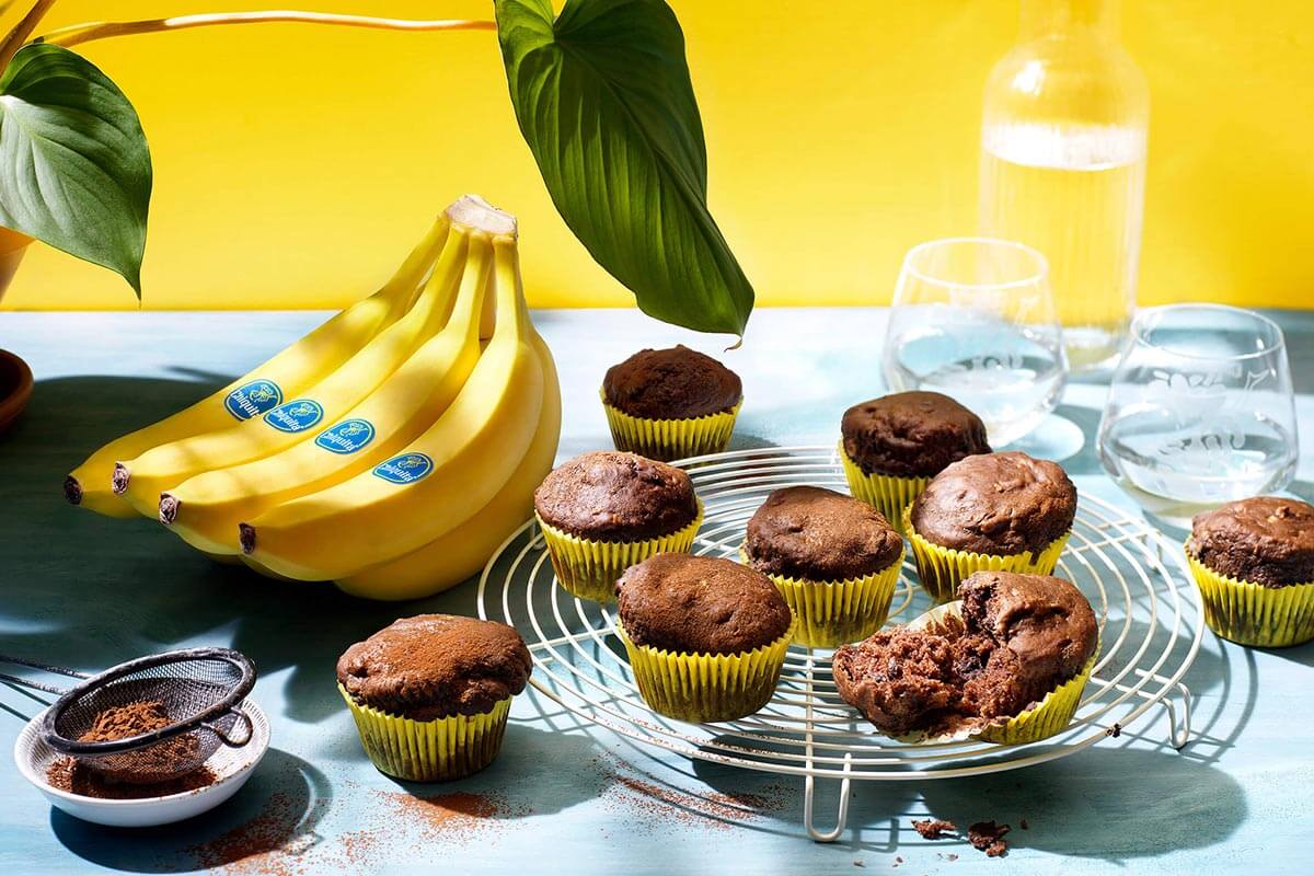 Magdalenas veganas de chocolate y banana Chiquita