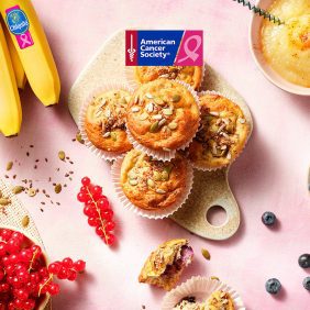 Magdalenas de desayuno con bananas Chiquita y arándanos