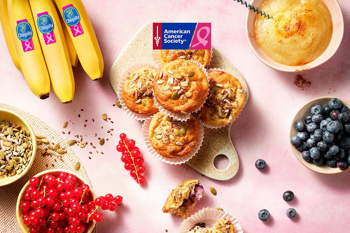 Magdalenas de desayuno con bananas Chiquita y arándanos