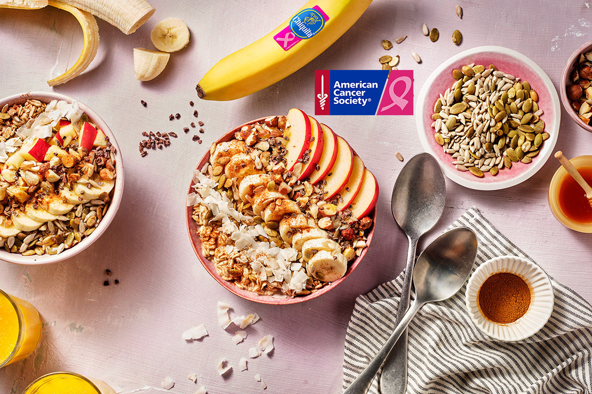 Avena con manzana, avellanas, semillas de girasol y banana Chiquita para el día siguiente