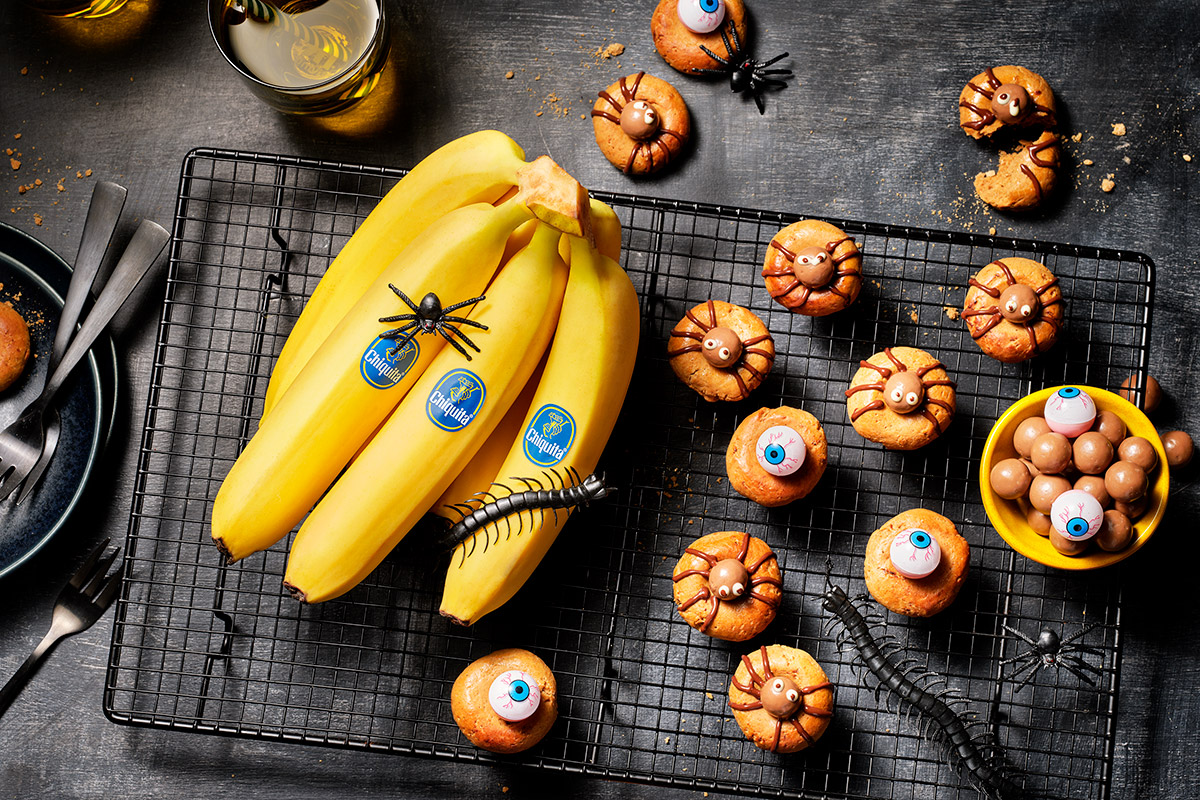 Galletas de banana con forma de araña