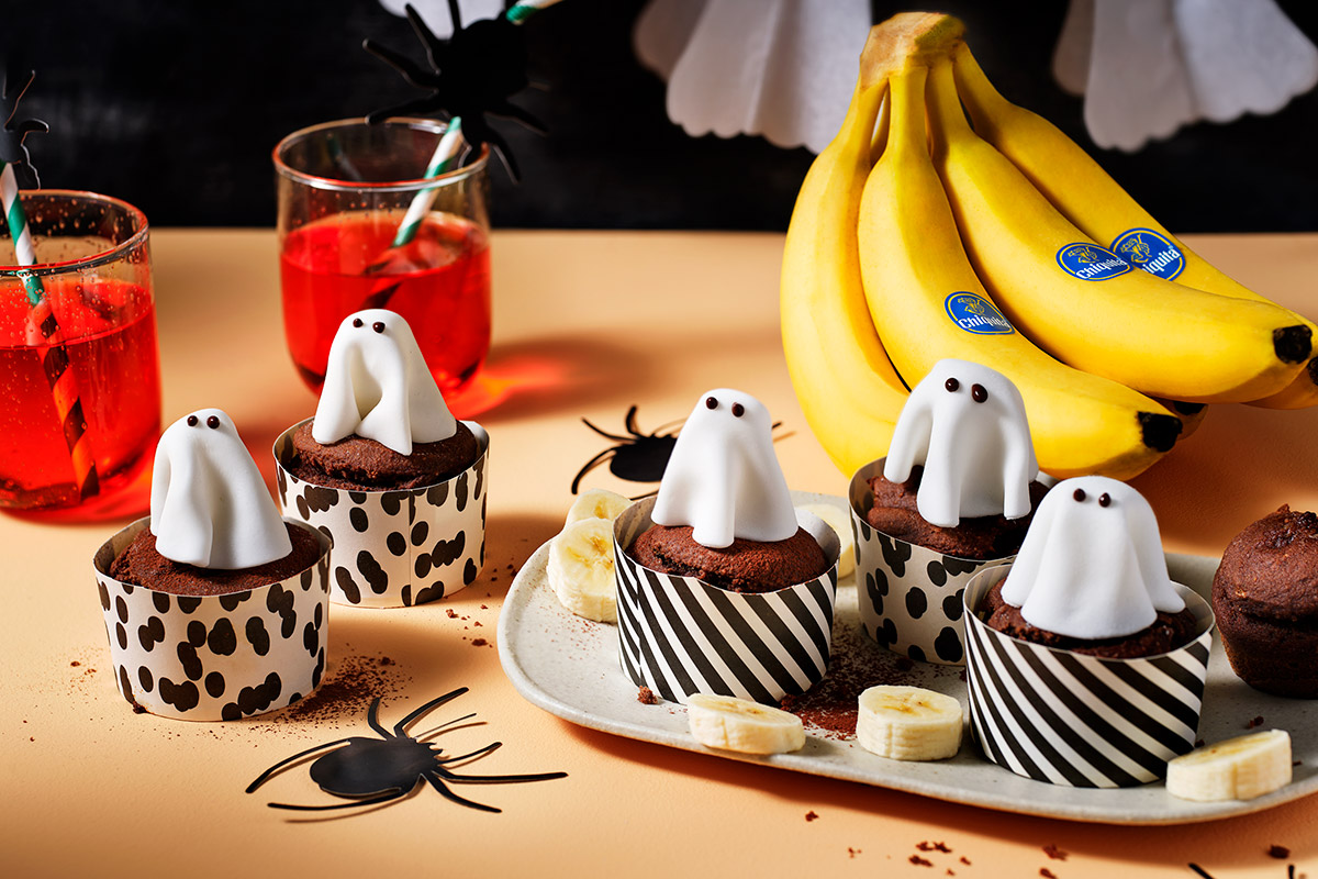 Magdalenas de banana espeluznantes para Halloween