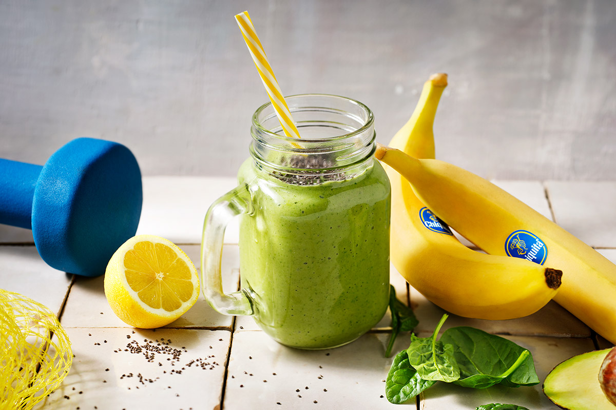 Batido de verduras endulzado con bananas